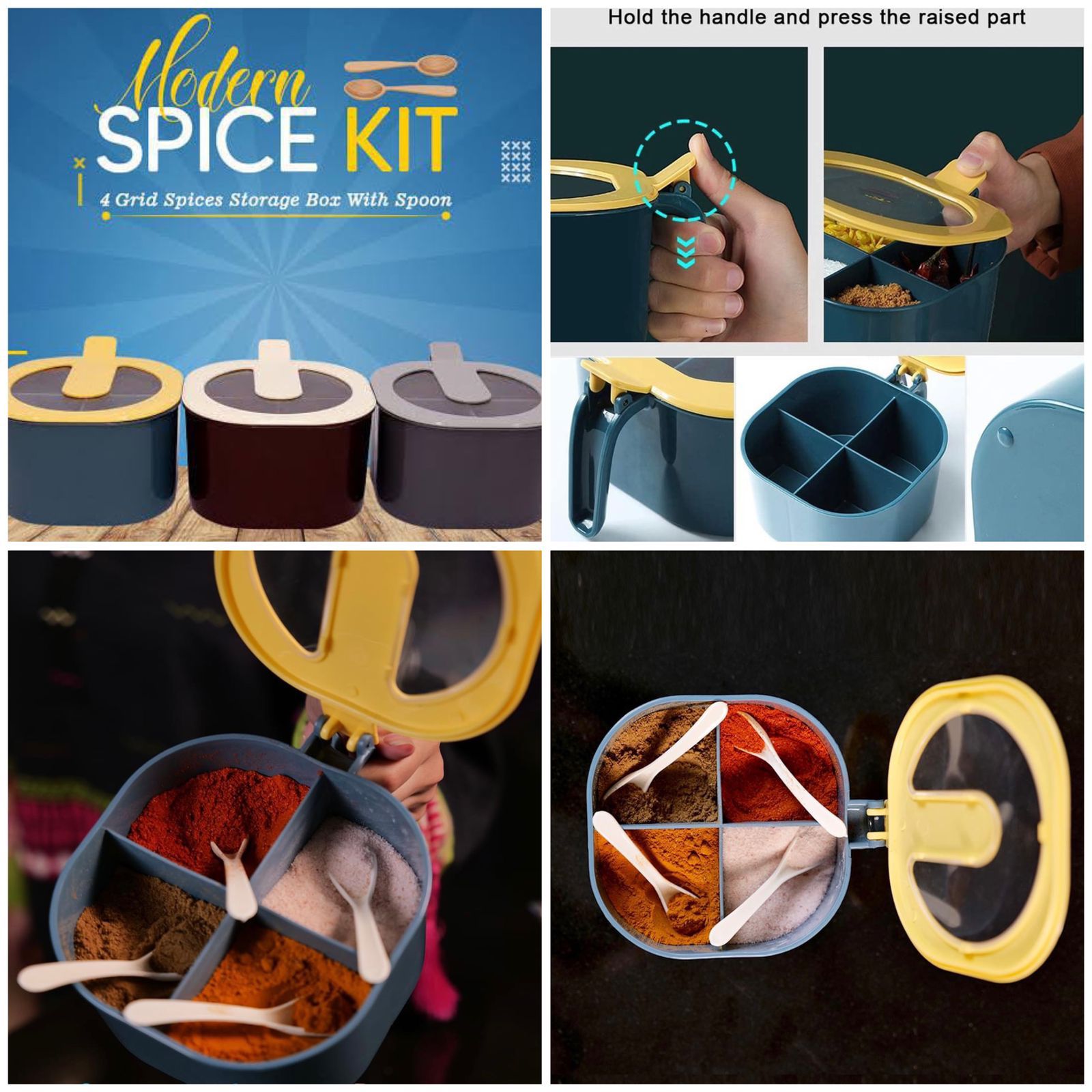 4 In 1 Partition Kitchen Seasoning Box Masala