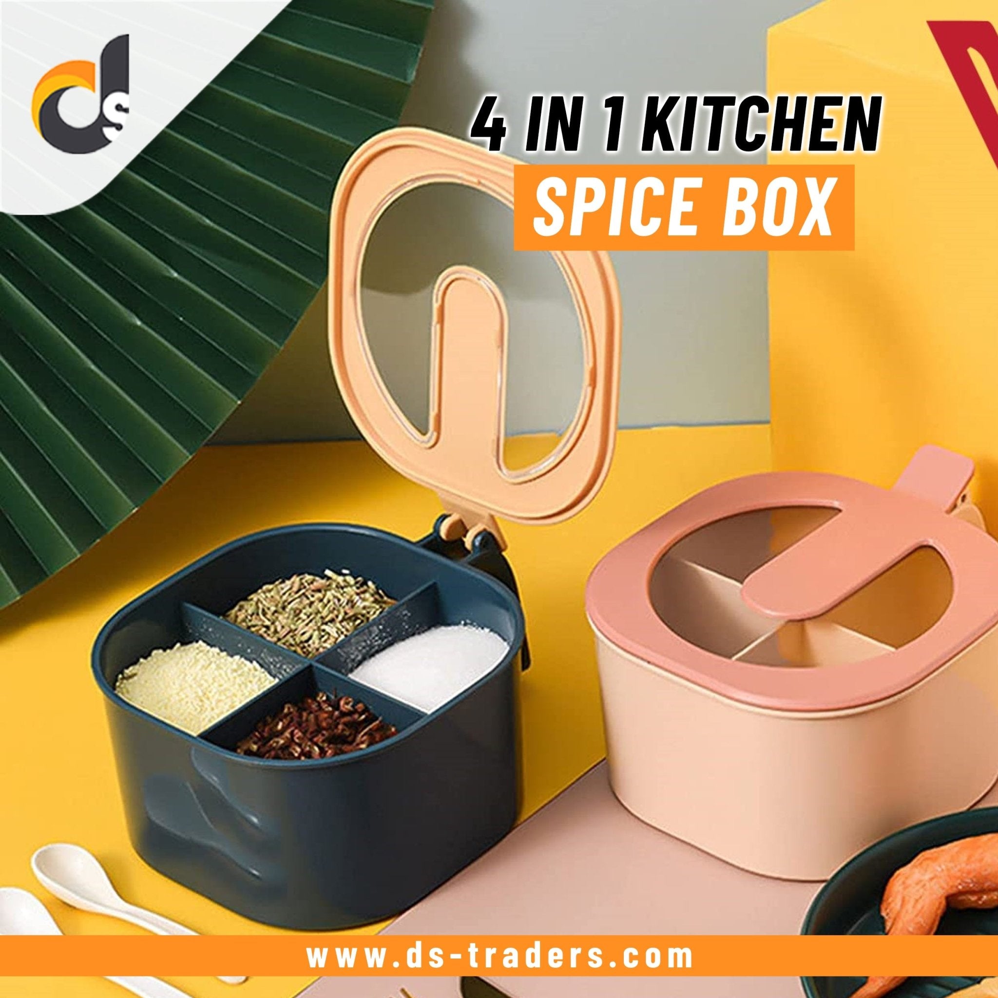 4 In 1 Partition Kitchen Seasoning Box Masala