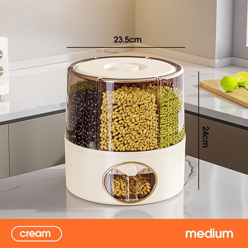 Wannuo 6 Compartments Transparent Plastic Rice Storage