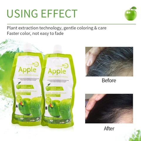 Apple Ammonia-free 2 In1 Black Hair Cream,100% Organic Black Hair Dye🍏