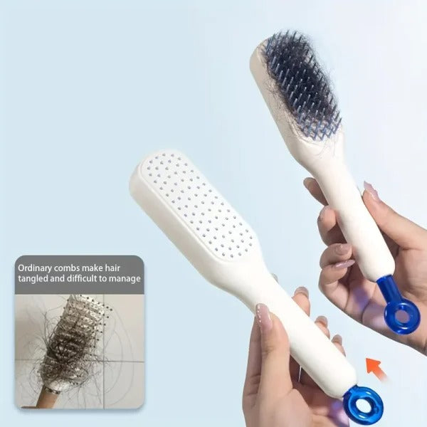 Self Cleaning Hair Brush, One-click Cleaning Telescopic Hair Comb😩