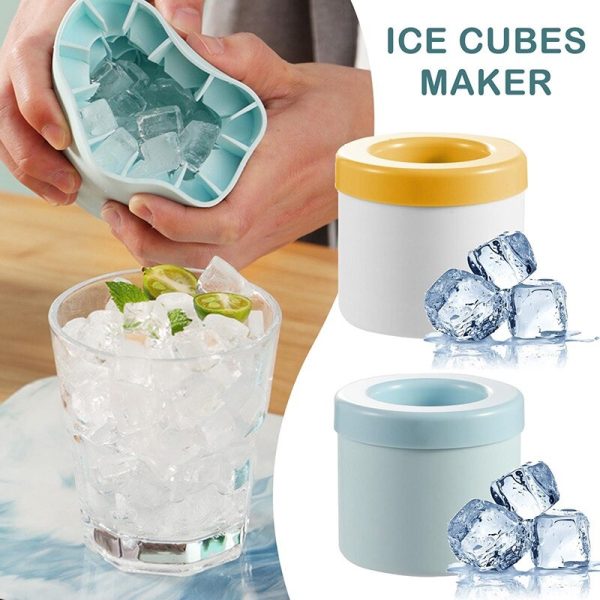 Silicone Ice Cube Maker & Ice Bucket Cup Mold – 2-in-1 Cooling Magic🍹🧊